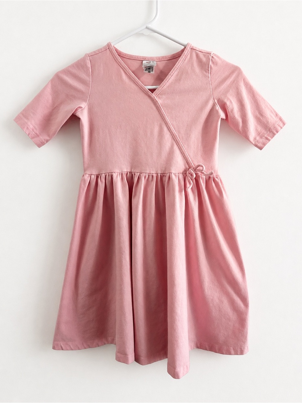 Hanna Andersson Soft Pink Wrap-Front Cotton Dress Girls Size 10